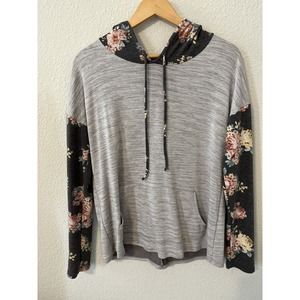 Boho Jane Long Sleeve Hoodie Sweatshirt Floral Sleeves Size Small